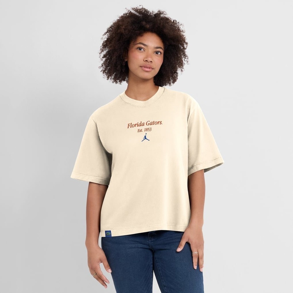 Jordan Florida Gators Cropped Short Sleeve T-Shirt Womens XL Cream New With Tags
